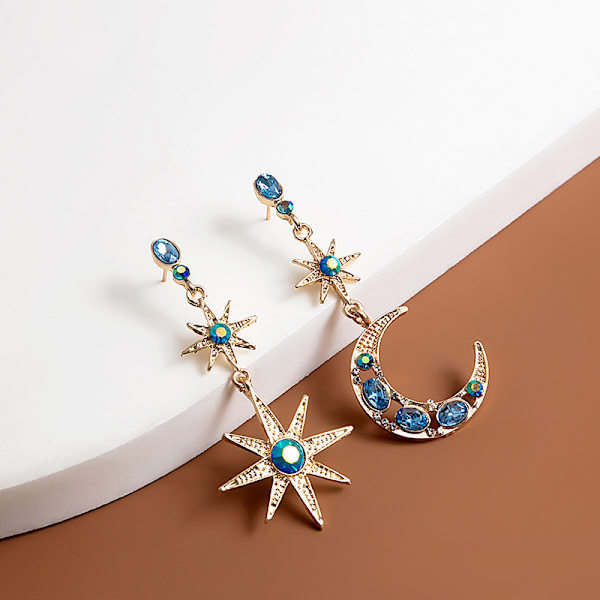 Crescent Moon Star Dangle Øreringe, Sol Måne Stjerner Drop Øreringe Hypoallergeniske, Stjerne og Måne Øreringe Studs