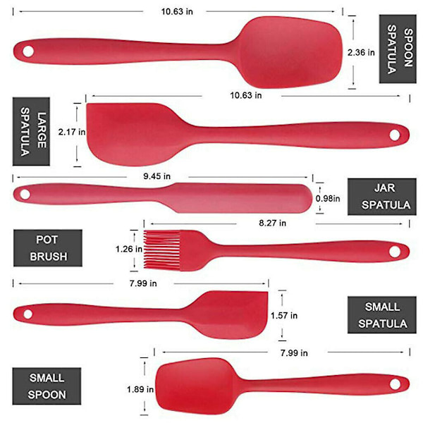 Spatelset i Silikon, Icke-klibbande Skrapa, Köksbakning, Matlagning, 6-pack, Present
