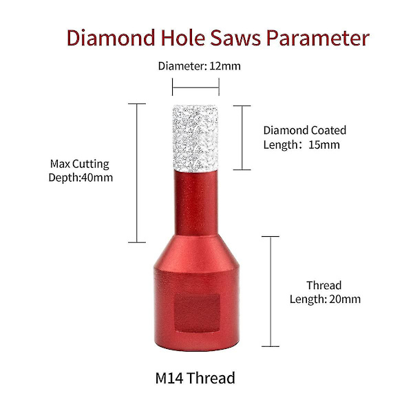Diamant Hulsavebor med M14 Gevind, Ydeevne Loddet Hulskærer (12mm)