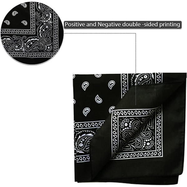 Sæt med 3 bandana-hovedtørklæder, kvinder og mænd, røde, hvide, sorte håndklæder bandana