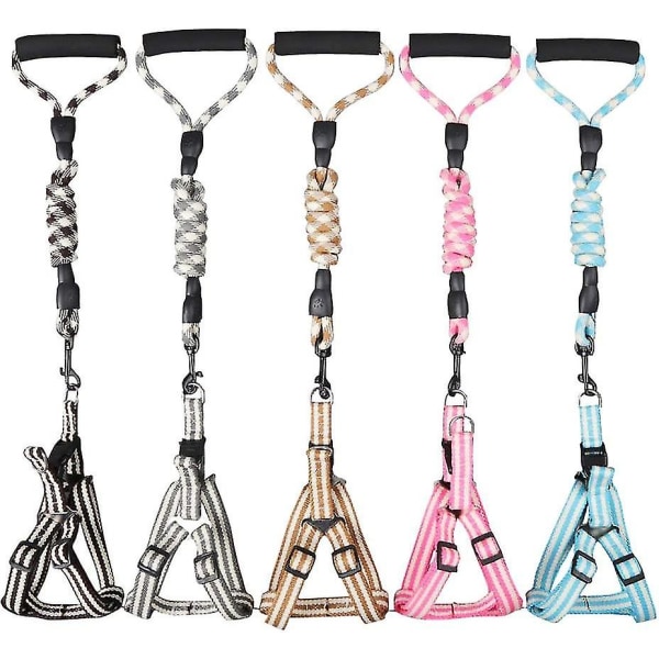 Pet Dog Harness Leash Set Comfortable Foam Padded Handle Woven Cotton Climbing Rope Dog Leash Adjustable Harness For Small Medium Dog ( Xs Size)