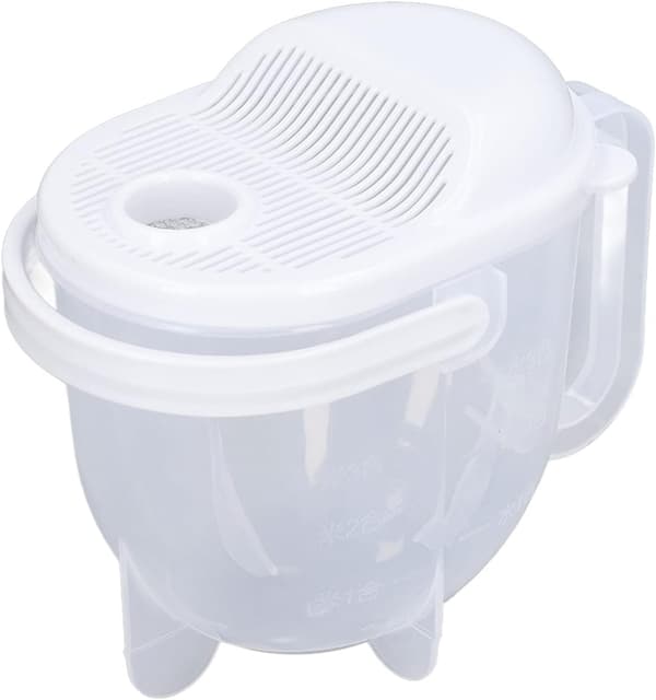 Rice Washer, Plastic Water Rinse Type Quinoa Rice Washing Bowl with Scale Vegetable Fruit Pasta Strainer Kitchen Colander with Handle