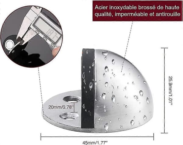 Magnetisk Dørstopper 4 Dele Dørstopper Rustfrit Stål Selvklæbende Dørstopper Magnetisk Dørstopper med Gummibuffer