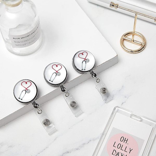 4 stk. Sygeplejerskedag Tilbagekaldelig Badge Alligator Clip Tilbagekaldelig Badge Holder Id Badge Reel Holder