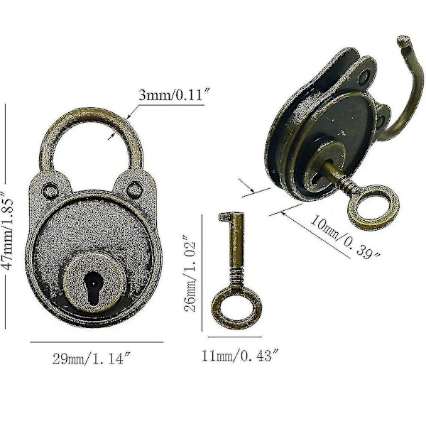 3 stk. Vintage Antik Stil Mini Archaize Hængelåse Nøglelås Med Nøgler (bronze)