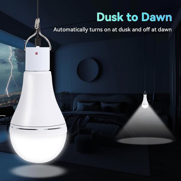 2 Pcs Indoor Outdoor Solar Light with Remote Control, Dusk to Dawn Sensor, Solar/USB Rechargeable Portable Hanging Lamp, TechKen LED Bulbs