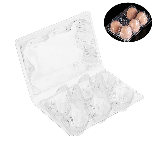 5-pack 6-fack äggförvaringslåda i plast, transparent äggdispenserhållare, kylskåpsäggsskyddsbox