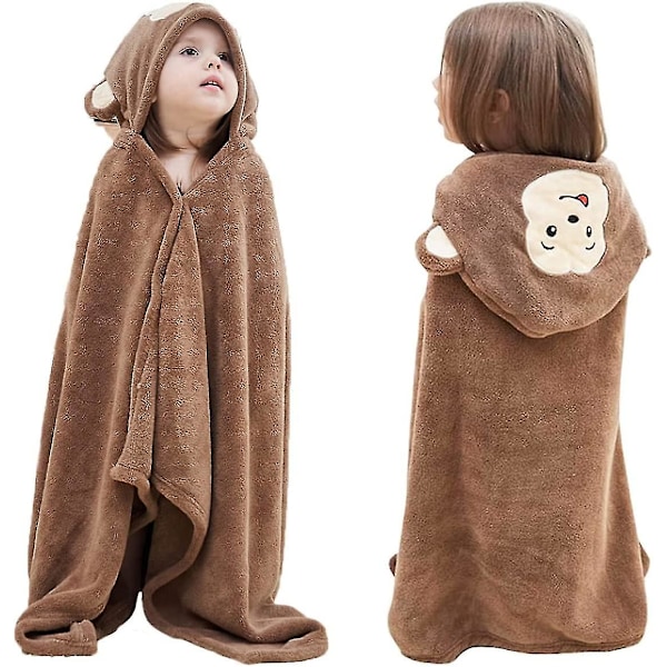 Baby Badhandduk med Huva Filt Extra Stor Barn Småbarn Mjuk Tjock Absorberande Badrock Simning Dusch Poncho Handduk För Pojkar Flickor(2st, Brun)