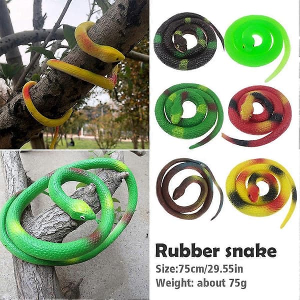 Grön (D) $ Knepig högsimuleringsorm leksaksorm mjukt gummi läskig trick gummiorm djur falsk orm rundhuvad orm kobra brown
