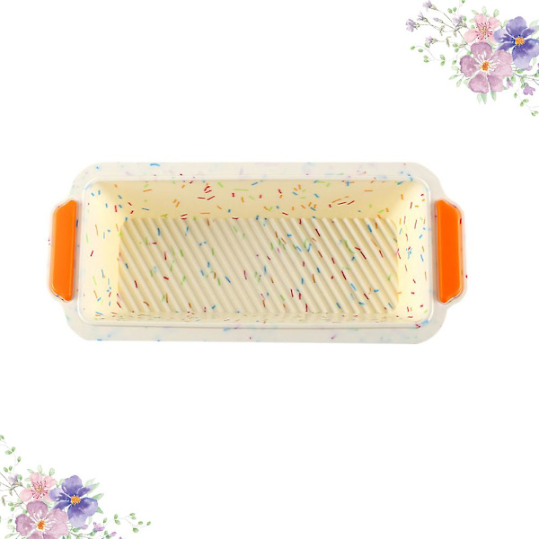 Bakeform Brødboks Varmebestandig Gjenbrukbar Silikonkakeform DIY Brødform Brødform Pan Bakeform med Håndtak (Fargerik Prikk)