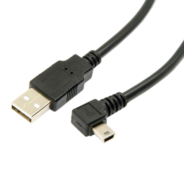 Mini USB B Type 5-pin Hannen 90 Grader Rett Vinkel til USB 2.0 Hannen Datakabel med EMI Ferrite Kjerne 5m