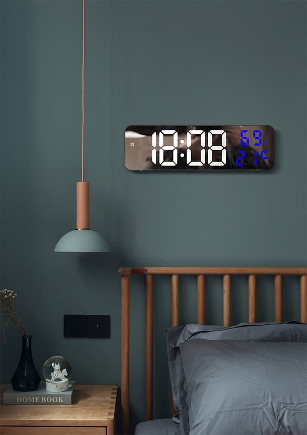 Dimmer Brightness Vägg Digital Klocka Väggmonterad Tid Temperatur Fuktighet Led Klocka Elektronisk Väckarklocka för Sovrum （2st）