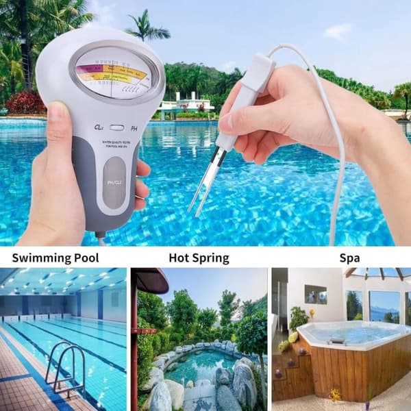 Klor og pH CL2 Tester, Multifunktionel LCD Digital Tester, Klor Niveau Tester med Probe, til Swimmingpool og Spa