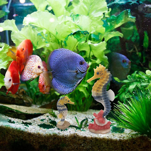 Akvarie Søhest Dekoration Resin Søhest Statue Ornament Fiskeskål - 2 Stykker