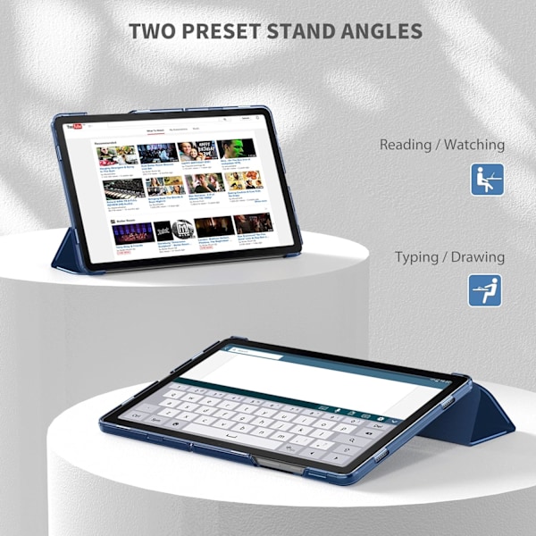 Etui til Samsung Galaxy Tab A9+ Plus Tablet Skærmstørrelse 11 tommer 2023, Ultra Slim Foldbart Hårdt Bagcover Stativ Beskytter, Mørkeblå Sort black 11 in
