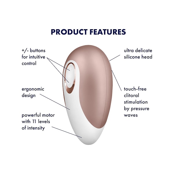 Satisfyer: Satisfyer Deluxe, Lufttrycksvibrator Champagne, White ABS plastic, Silicone