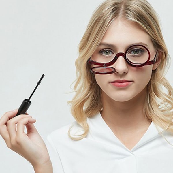 Roterende Forstørrelsesglas Makeup Briller Læsebriller +1.0~+4.0 sort black strength 4.0