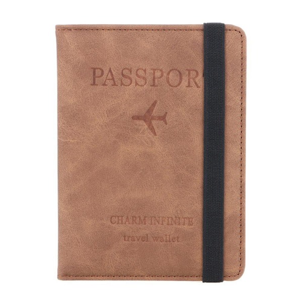 RFID Læder Pas Etui Dokument Rejse Pas Holder kaffe coffee 14.8cmX1cmX11cm(5.82X0.39X4.33)