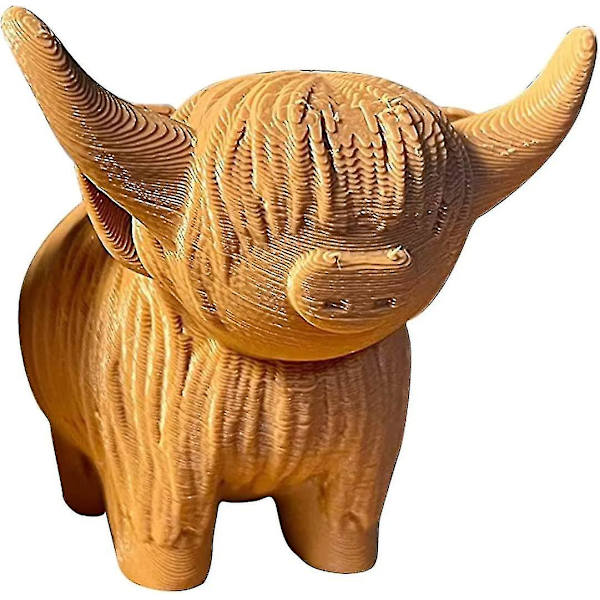 Sød Highland ko figur, håndlavet ko ornament dekorationer Highland ko mini statue housewarming indretning gaver