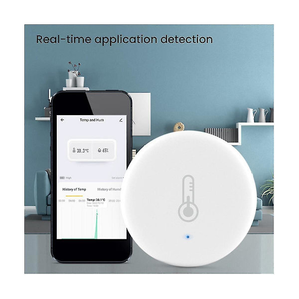 Zigbee Smart Temperatur- och Luftfuktighetssensor Batteridriven Säkerhets Mini Hygrometer med Tuya Sma