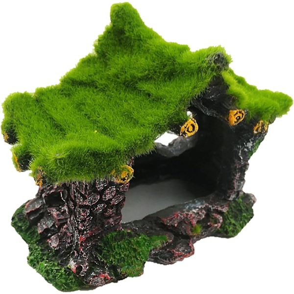 Akvarium Harpikshus, Akvarium Ornamenter, Flocking Moss Skjulested Harpiks Skulptur