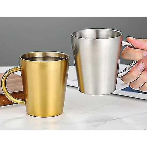 Ruostumattomasta teräksestä valmistettu lasi, metallinen muki, kaksinkertaiset juomakupit grilliin/kotiin/toimistoon/juhliin/ajoon, 1 kpl, hopea