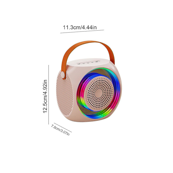 Bärbar Bluetooth-högtalare med 2 trådlösa mikrofoner för barn och vuxna med LED-lampor, presenter till flickor och pojkar födelsedagsfest - Snngv Rosa