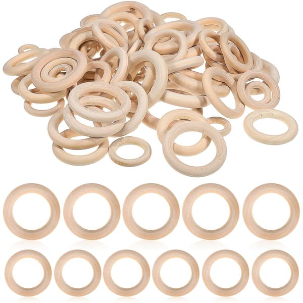 80 stk. Tre ringer Håndverk ringer Solide tre ringer Tre sirkler Makrame dekor ringer