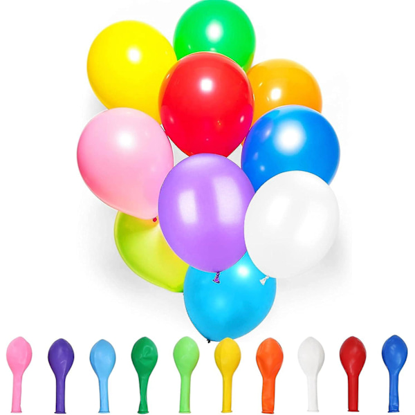 100 stk. balloner - farveassorterede fødselsdagsbilloner 10 tommer flerfarvede balloner pakke regnbue balloner understøtter helium/luft balloner