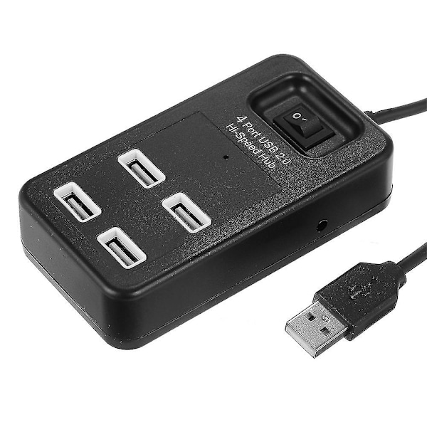 4-portars USB 2.0 Hi-speed Hub Svart