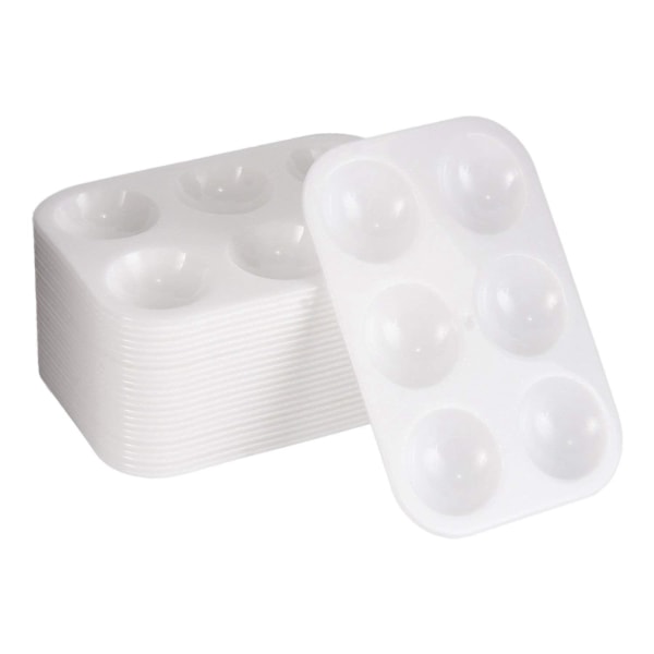 24 st plastfärgpaletter 6 rektangulära akvarellpalett målarbricka, vit