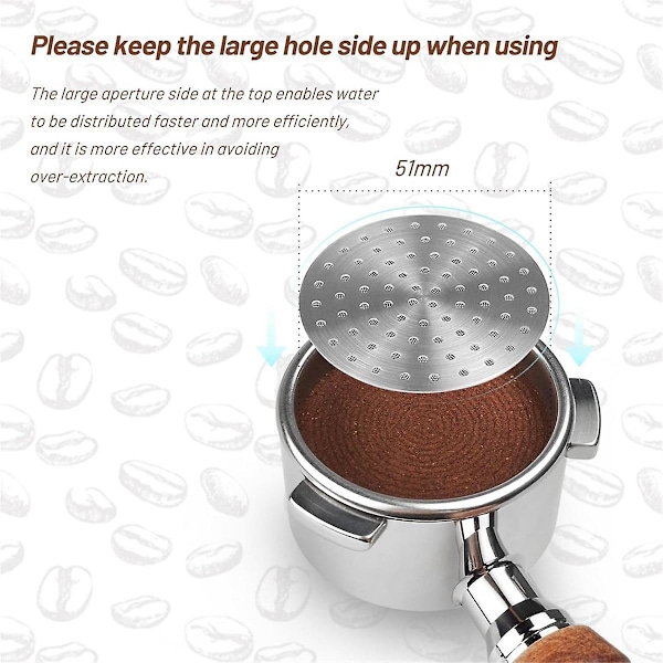 51mm Puck-skærm, 0,8mm tykkelse Espresso Puck-skærm til Portafilter 51mm, rustfrit stål Espres