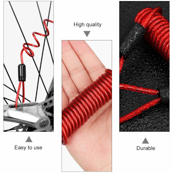 4 stk. - Skivebremselås Motorsykkelalarm Skivebremselås Sikkerhetspåminnelseskabelverktøy for Scooter Motorsykkel Sykkelbremseskive Rød