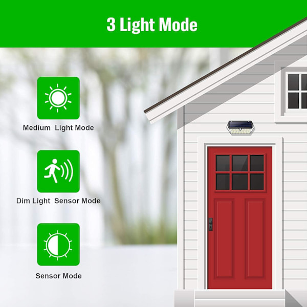 266 LED utomhus solcellslampa, ultraljus 2500lm/2200mah rörelsesensor utomhus