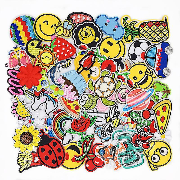60 st Cartoon Random Mixed Patches Set Cartoon Amine Patches På Kläder Stryk På Patches Appliques För Kläder
