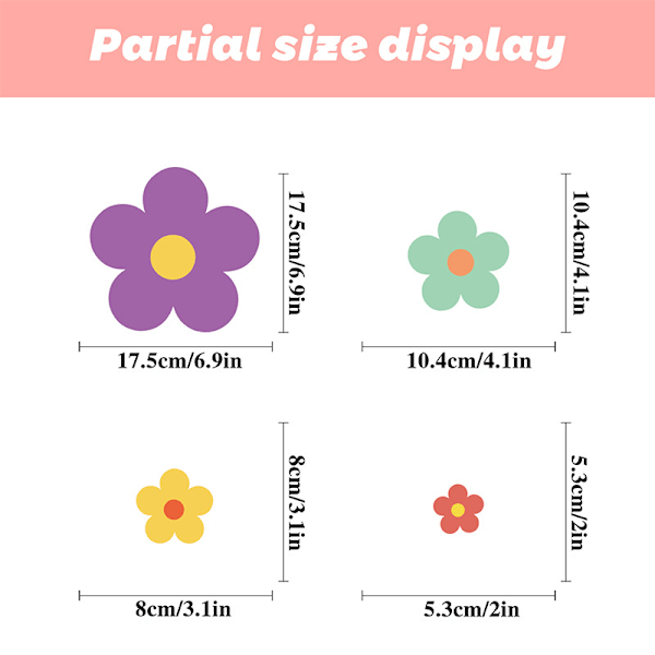 Värikkäät Kukat (9 kpl/setti) Seinätarrat Lastenhuoneeseen, Makuuhuoneeseen, Olohuoneeseen (Ihana Tyyli)