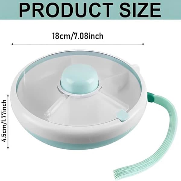 Snack Spinner Oppbevaringsboks med lokk, 5-roms roterende ABS Snackbeholder for barn, piknik, reise, grønn
