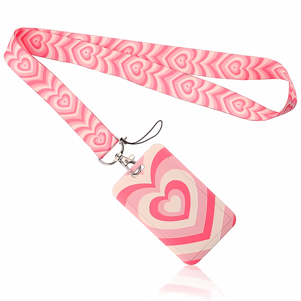 Hjerte Nøglering ID-Kortholder med Lanyard til Kvinder Piger Studenter Børn