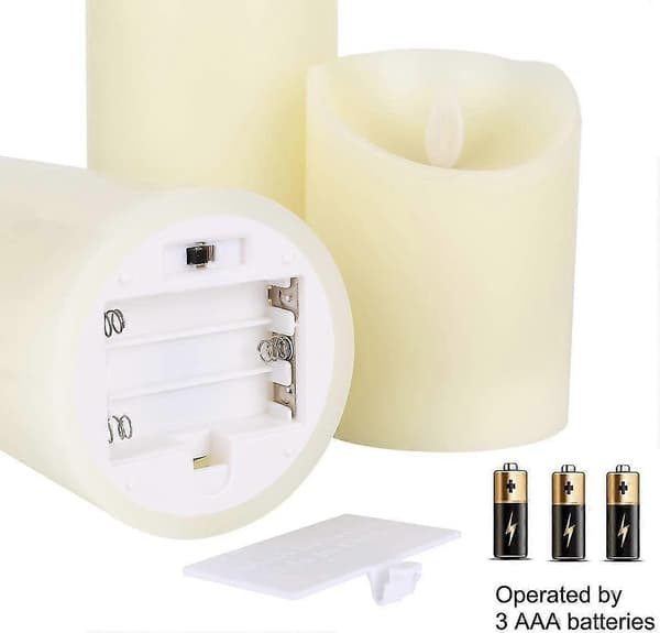 Flameless LED Candles, 3 Piece Candles, Warm White & Multicolor, Battery Remote Control
