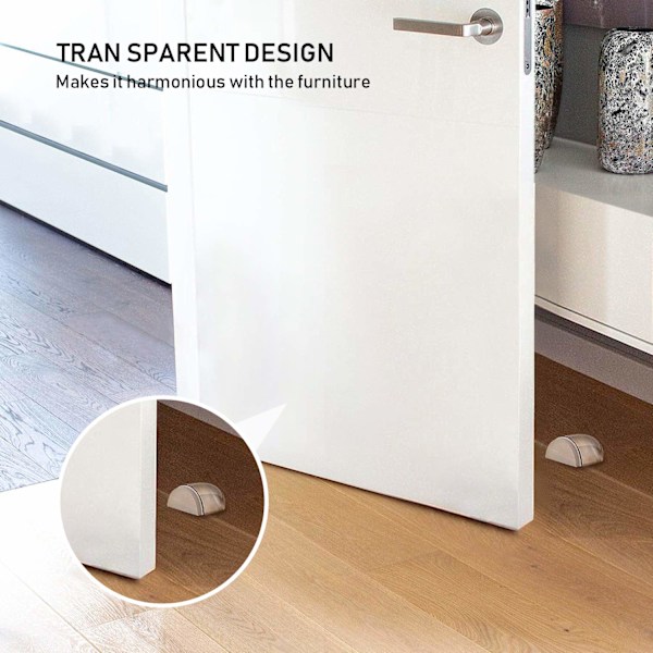 2 st självhäftande dörrstopp för golv, duschdörrstopp för väggskydd, dörrbuffert för väggmöbler glasspegel - transparent