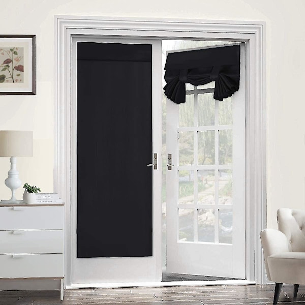 Blackout gardin til franske døre - Termisk isoleret blackout glasdør gardin panel gardin til dør vinduer gardiner, 26 x 68 tommer