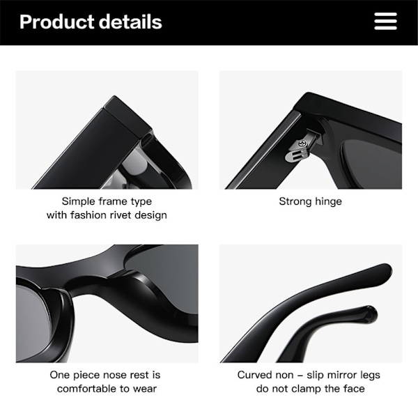 Tykk firkantet solbrille med stel, chunky rektangulære polariserede solbriller, briller Tortoise/Gradient Brown