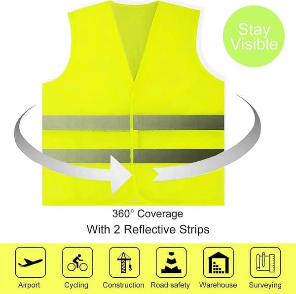 5-pack Reflexvästar, Säkerhetsvästar, Standardstorlek Reflexvästar med Hög Synlighet, Unisex Reflexjacka för Trafikarbete, Löpning, Lantmätare