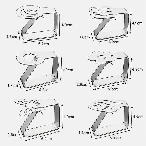 6 st rostfria bordsduksklämmor Grafiska bordsduksklämmor Hög elasticitet Mobil fast klämma (måne)
