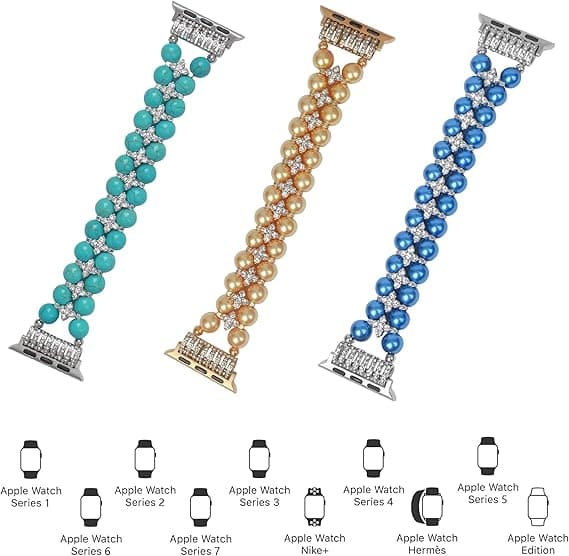 Perle Apple Watch Rem 42/44/45mm - Elastisk Bling Armbånd til Kvinder 42/44/45mm