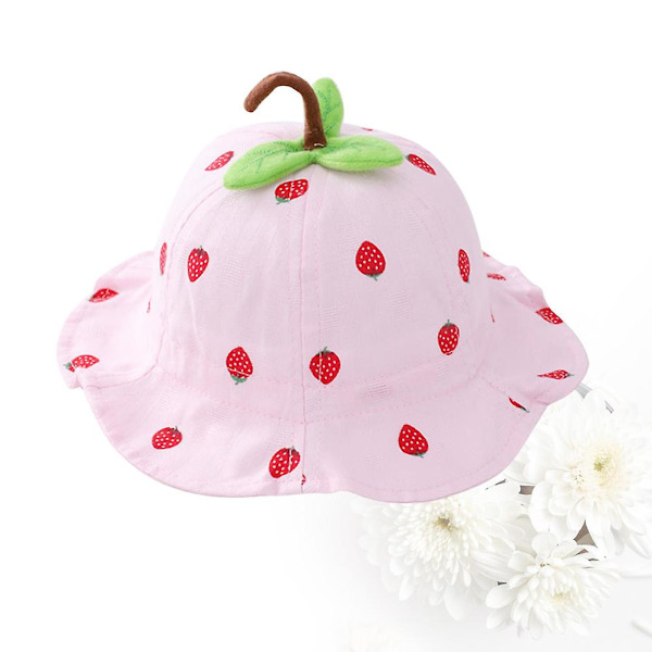 Andningsbar solhatt utomhus UV-skydd sommar jordgubbsfiskare hatt strand solskydd för baby (rosa)