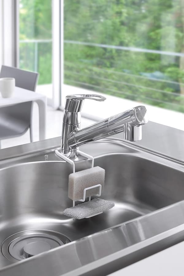 Hanging Kitchen Organizer for Sink - Dish Rack | Steel | Sponge Holder, White, One Size