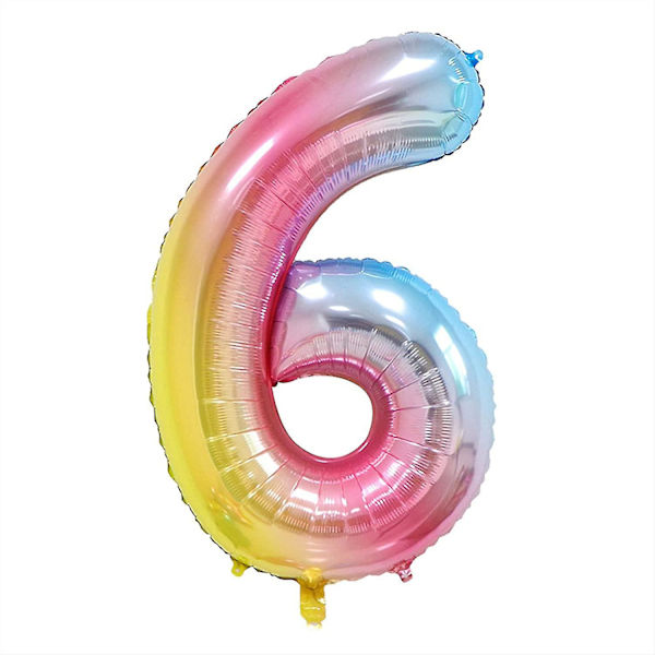 Talballoner, 40 tommer store regnbue folie mylar heliumballoner til fødselsdagsfestgradient, 6