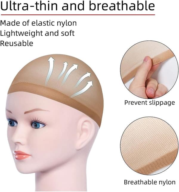 8-pak paryknet - elastisk nylonhætte til paryksikkerhed (beige+sort) Beige+black 4