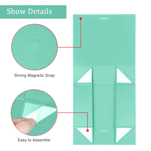 Presentförpackning med lock för presenter 26*19*8cm med band och magnetisk stängning (1-pack) (Robin Blue) Bow Solid